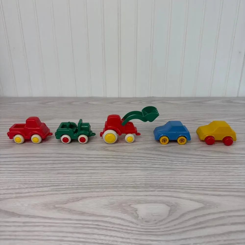 Viking Toys Car Lot 5 VTG Plastic Vehicles Truck Tractor Loader Mover Sweden Toy